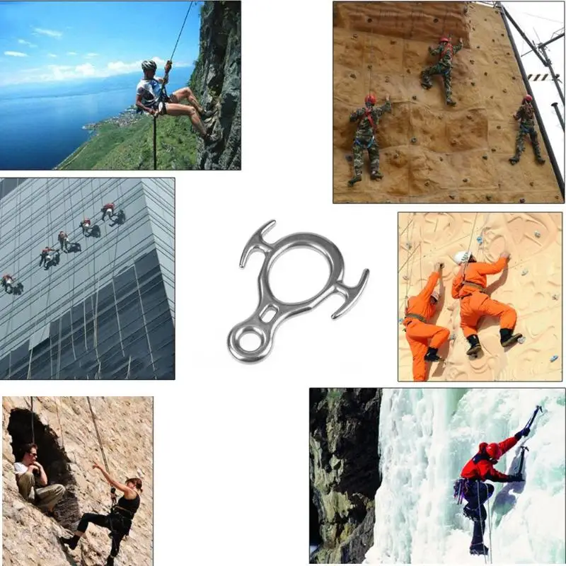 8 شكل الفولاذ المقاوم للصدأ السليل في الهواء الطلق تسلق الصخور Carabiners الهبوط من قمم الجبال الإنحدار السلامة حلقة ل تسلق الصخور المعدات