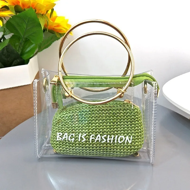 

2019 New Fashion Jelly Bag For Women Transparent Bag Luxury Brand Clear PVC Handbags Summer Beach Bags For Women Bolsa Feminina