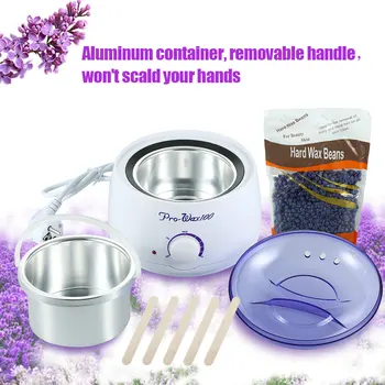 

Hair Removal Hot Paraffin Wax Pot Warmer Heater Spa Depilatory Epilator Strips Machine + 300g Lavender Wax Bean + 5*Spatulas