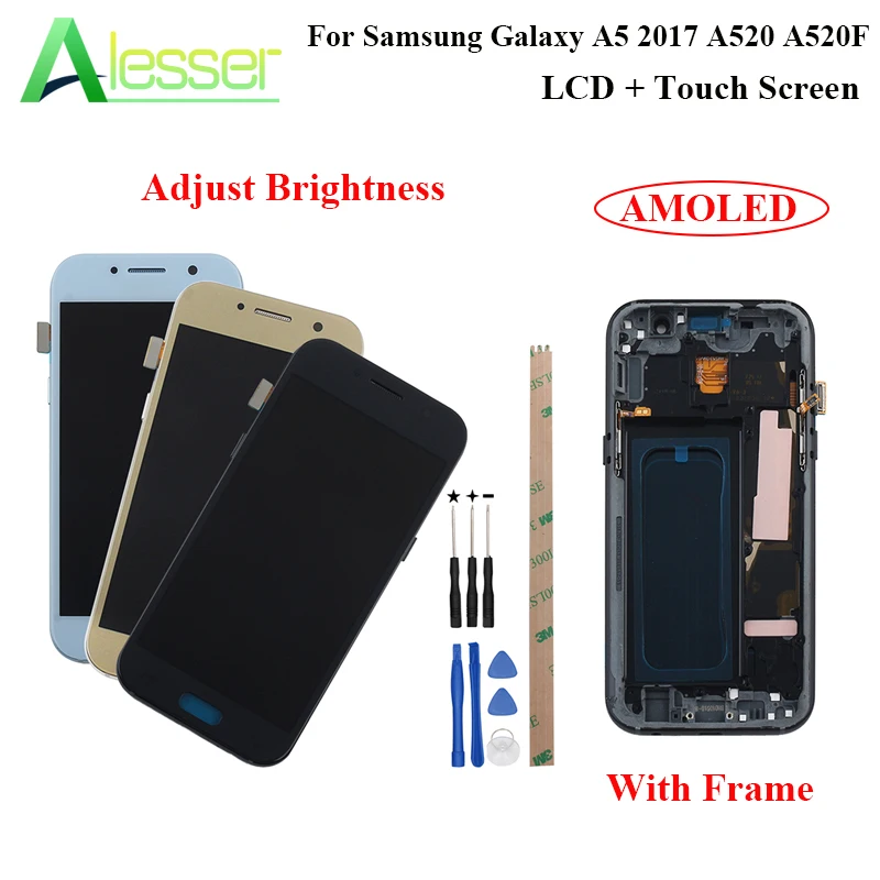 

Alesser For Samsung Galaxy A5 2017 A520 A520F LCD Display And Touch Screen With Frame Amoled Screen Replacement With Tools