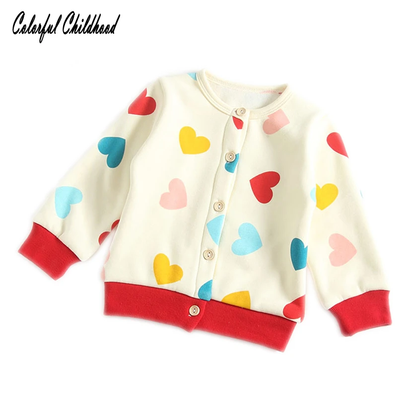 Colorful heart design baby coat cotton long sleeve kids jackets for