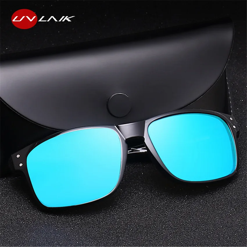 UVLAIK классические квадратные поляризованные солнцезащитные очки для вождения мужские брендовые дизайнерские винтажные очки, заклепка зеркало UV400 Солнцезащитные очки