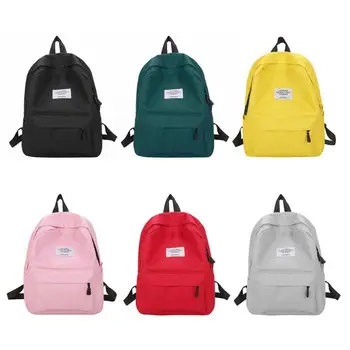 

Casual Candy Color Pattern Canvas Backpack for Women Preppy Style Large Capacity Shoulder Bags Travel School Bag For Teenager