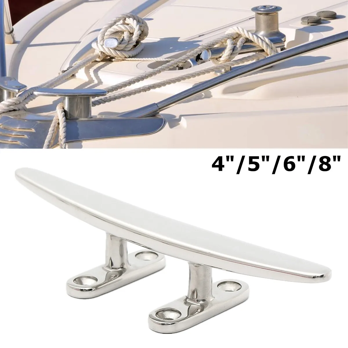 

4/5/6/8 inch 4 Hole Low Flat Cleat Hardware 316 Stainless Steel For Marine Boat Deck Rope Tie for Industrial Uses Plus Aviaries