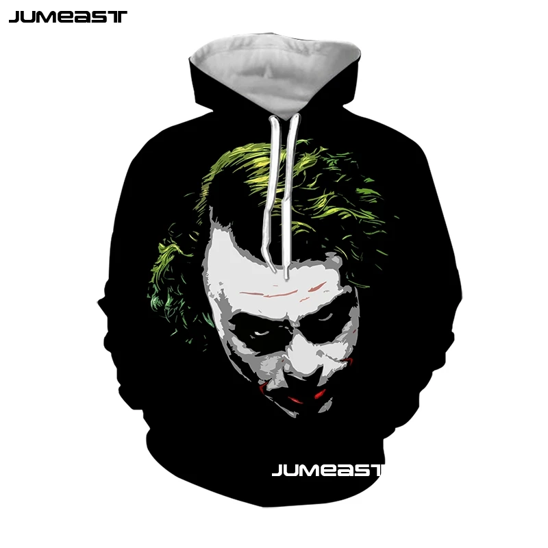  Jumeast The Joker 3D Print Men/Women Hoodie DC Comics Super Villains Hooded Sweatshirt Long Sleeves