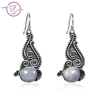 

New listing 8X10 natural moonstone earrings DIY retro style 925 sterling silver pendant earrings women fashion wedding party who