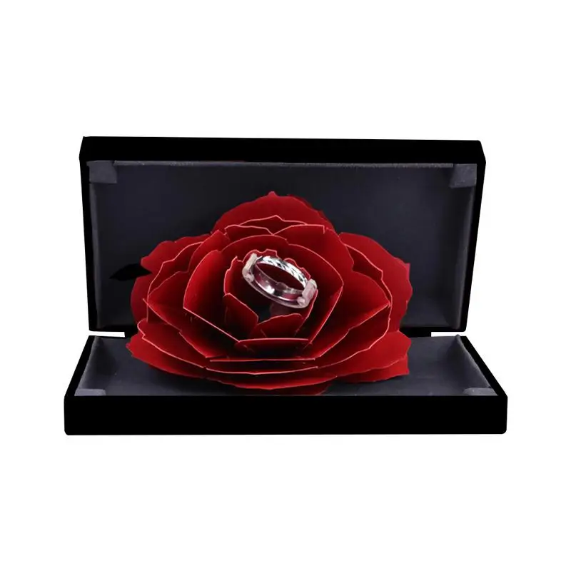 AUGKUN Lifting Rotating Rose Ring Box Innovative Perfect Surprise