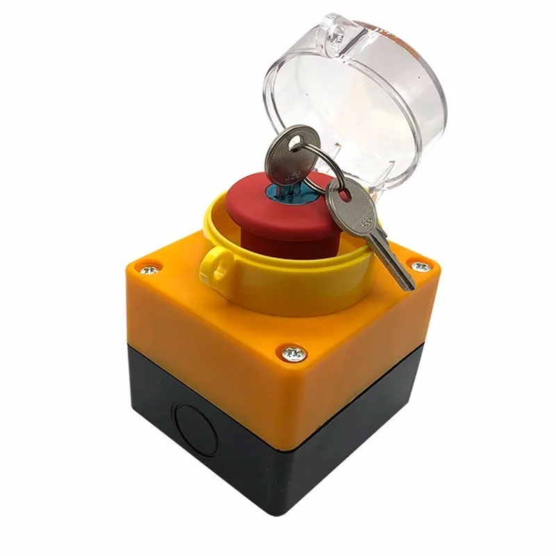 

Equipment lift elevator emergency stop button switch box waterproof and dustproof 1NO + 1NC with protective cover