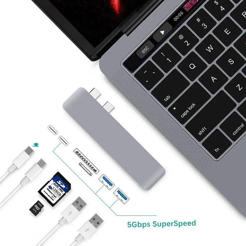 USB концентратор Warmsea с портом Type C 2 порта 3 0 поддержка SD TF быстрая зарядка для