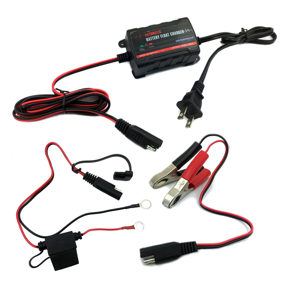 

Waterproof Motorcycle Battery Charger 12V 6V Maintainer Fast Power Charging Set With 2 Clips Car Battery Float Charger For Motor