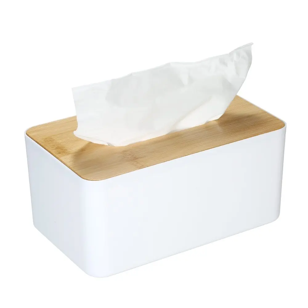 

Modern Tissue Box Napkin Case Tissues Paper Holder with Natural Bamboo Cover Home Kitchen Paper Holdler Storage Box Accessories