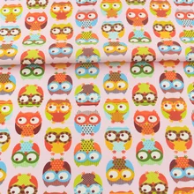 Pink Cotton Fabric Cute Owls Design Scrapbooking Crafts Quilting Patchwork Sewing Tecido Decoration Bedding Twill Cloth CM
