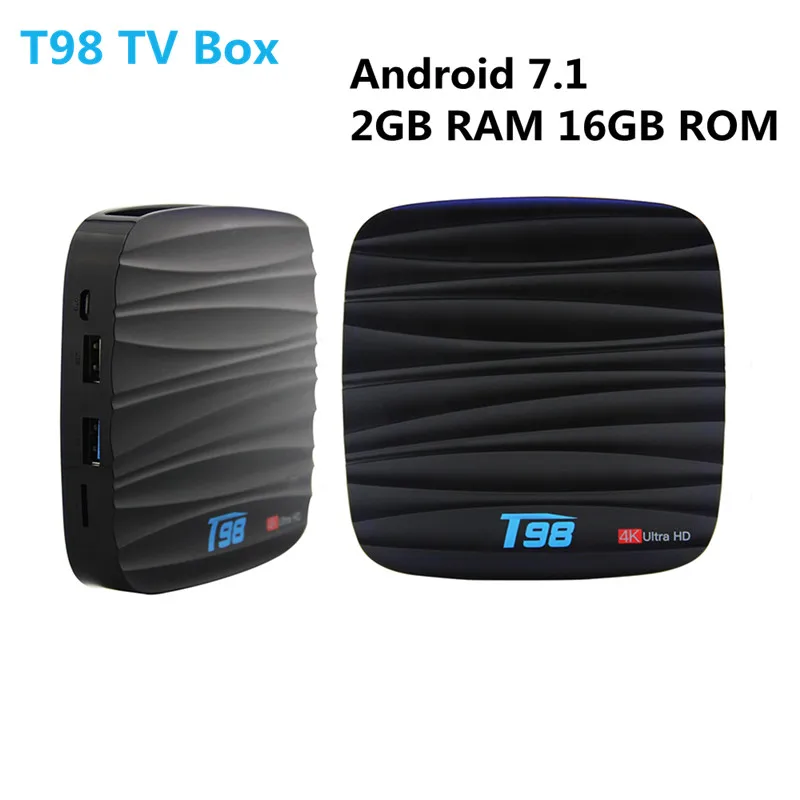 

T98 Android TV Box Android 7.1 RK3328 2GB RAM 16GB ROM Set-Top Box 2.4GHz WiFi Bluetooth4.0 1000Mbps LAN 4K H.265 HD Set Top Box