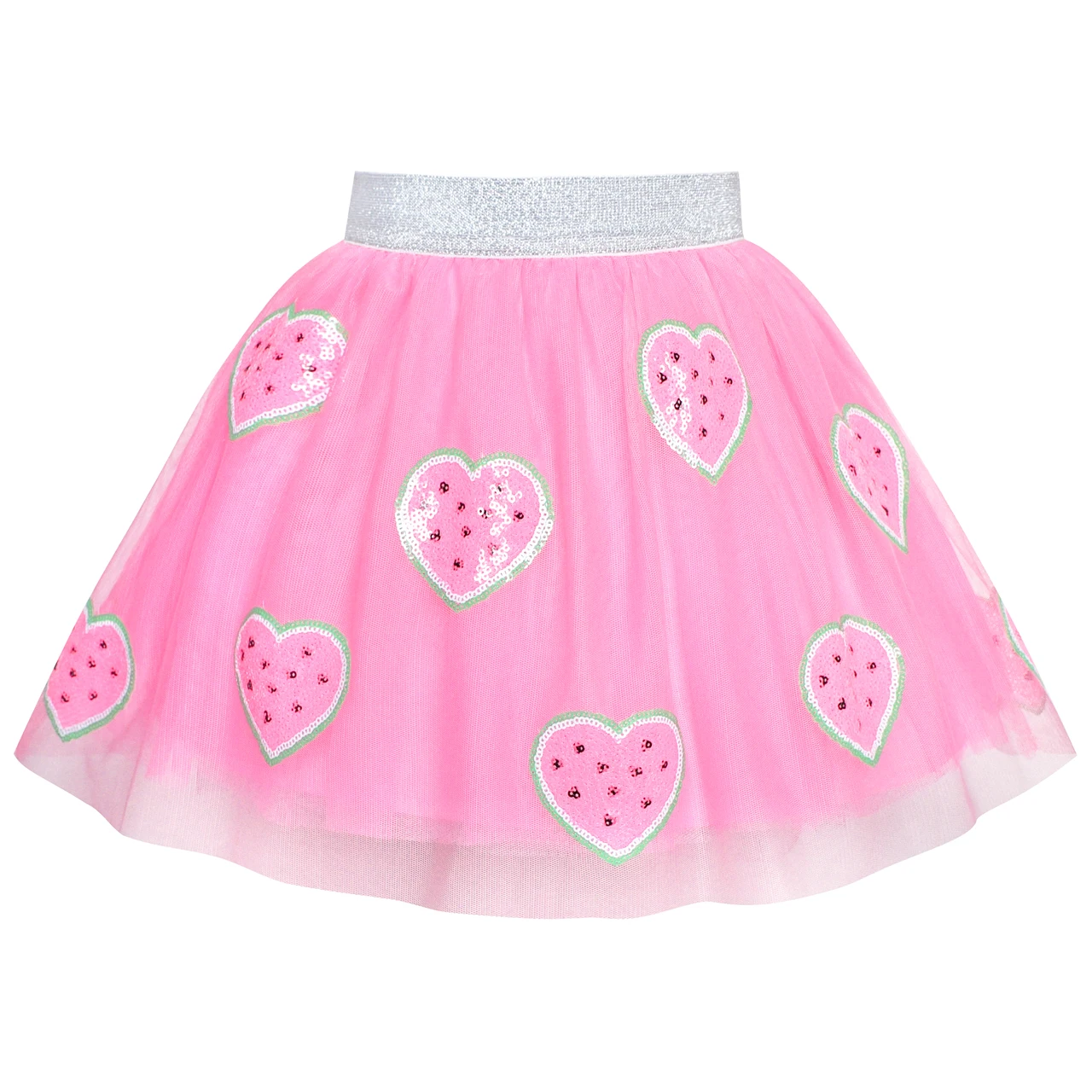 Sunny Fashion Солнечный Мода Девочки Юбка Розовый Сердце Блестки сверкающий Пачка На