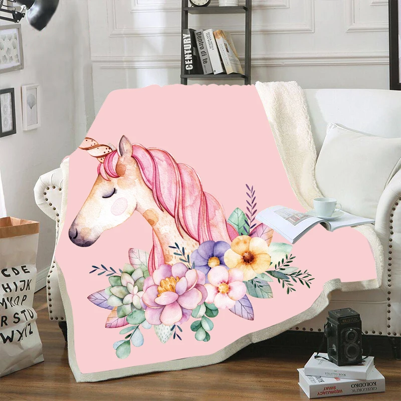 

Horse Unicorn Pink Velvet Plush Throw Blankets For Kid Adults Sherpa Fleece Yellow Blanket For Beds Sofa Thin Quilts Home Decor