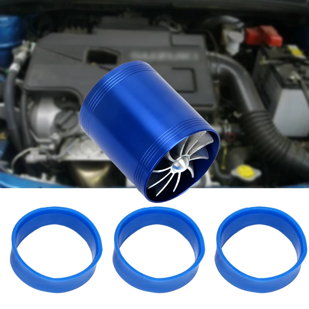 

LEEPEE Auto Air Intake Double Turbine Turbo F1-Z Car Supercharger for Vehicle Engine Gas Fuel Saver Fan