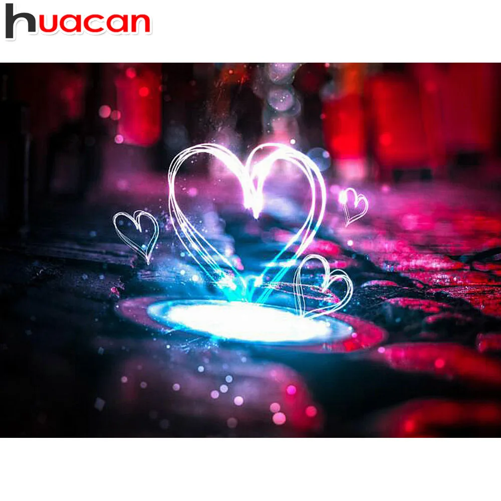 

Huacan 5D DIY Diamond Painting Scenic Cross Stitch Full Square Display Diamond Embroidery Heart Rhinestones Decor Home