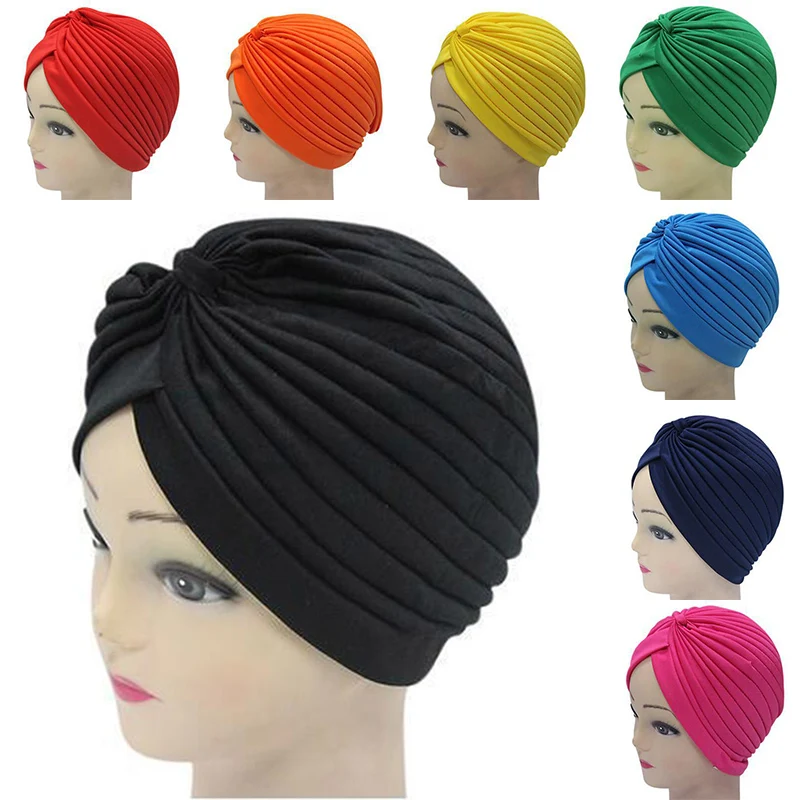 

Stretch Bandanas New Scarf Turban Muslim Hat Wrap Chemo Knotted Indian Cap Adult for Women