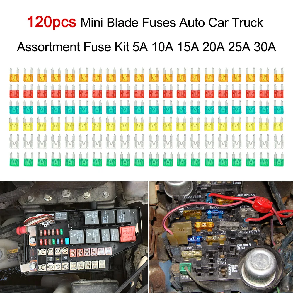 

120PCS Micro Mini Blade Fuse Auto Car Truck Motorcycle SUV FUSES 5A 10A 15A 20A 25A 30A for lexus geely emgrand ec7 citroen c4
