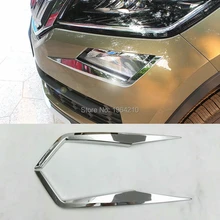 MONTFORD ABS Chrome Front Fog Light Cover Lamp Eyebrow Bumper Lid Eyelid Trim Stickers 2Pcs For Skoda Kodiaq