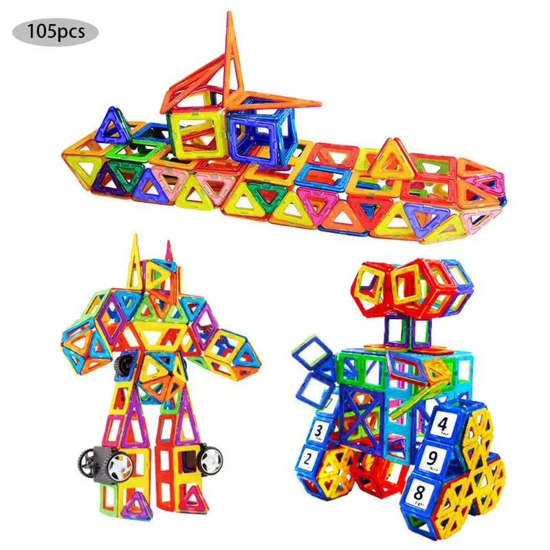 

105pcs/pack Magnetic Designer Construction Set Model & Building Toy Magnets Magnetic Blocks Educational Toys for Children