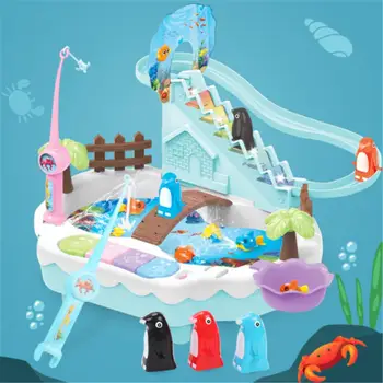 

Kids Magnetic Music Lights Climbing Stairs Fishing Interactive Puzzle Toy Children Multifunctional Toy Magnetic Diaoyutai