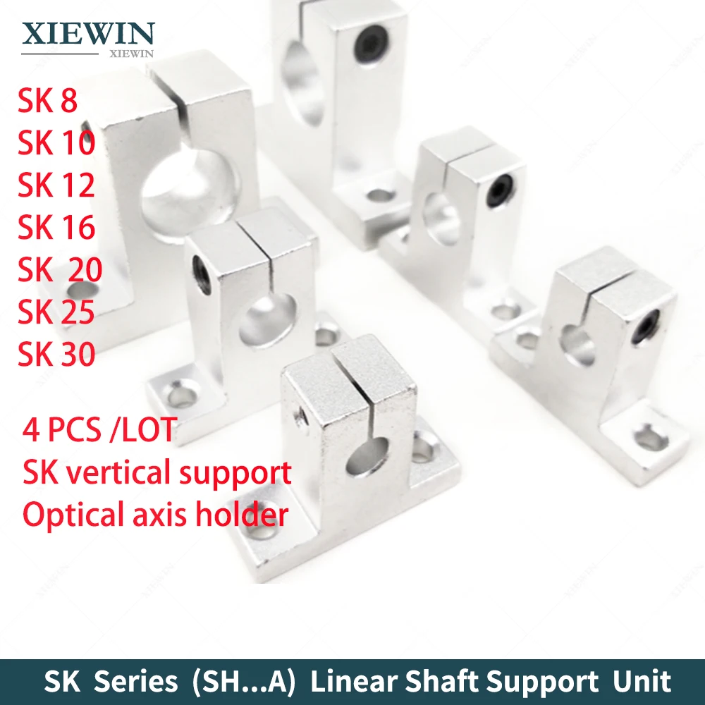 4 قطعة/الوحدة SK8 SK10 SK12 SK16 SK20 SK25 SK30 8 مللي متر 16 مللي متر الخطي تحمل السكك الحديدية رمح حامل دعم ل CNC راوتر SH8A 3D طابعة