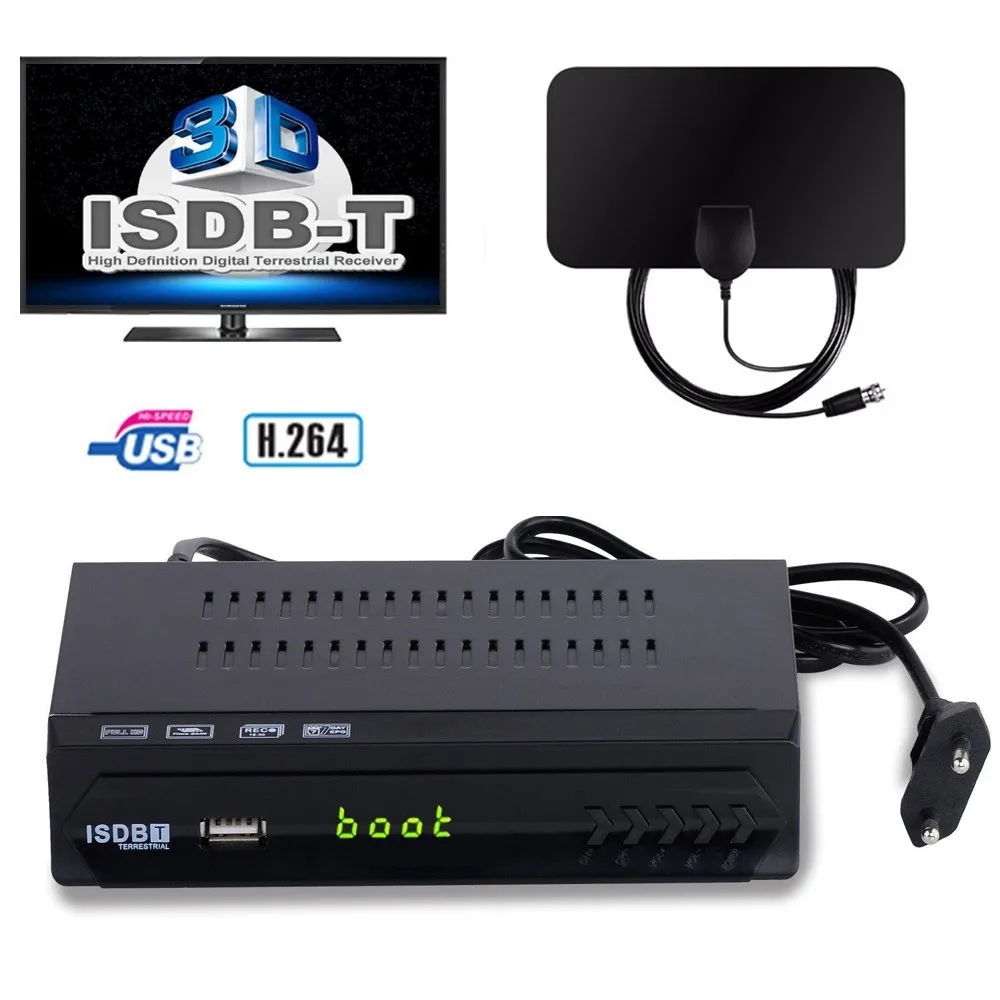 

Koqit Digital TV Box Terrestrial ISDB-T FTA Receiver receptor HD TV Tuner 1080P VHF UHF TV Antenna EPG HDMI Player South America