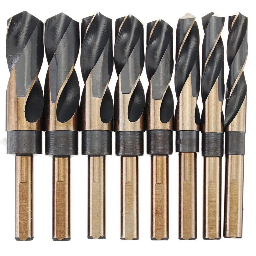 DWZ 8Pcs Lathe Reduced Shank HSS Bench Twist Drill Bit Set CNC Metric 14-25.5mm