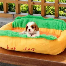 Милая кровать с хот-догами для маленьких собак, щенок, теплая кровать для кошки, дом, диван, подушка, мягкий спальный мешок для домашних животных, коврик смешной 1 шт