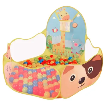 

Baby Play Tent Portable Ocean Ball Pool and Basketball Hoop Animal Theme