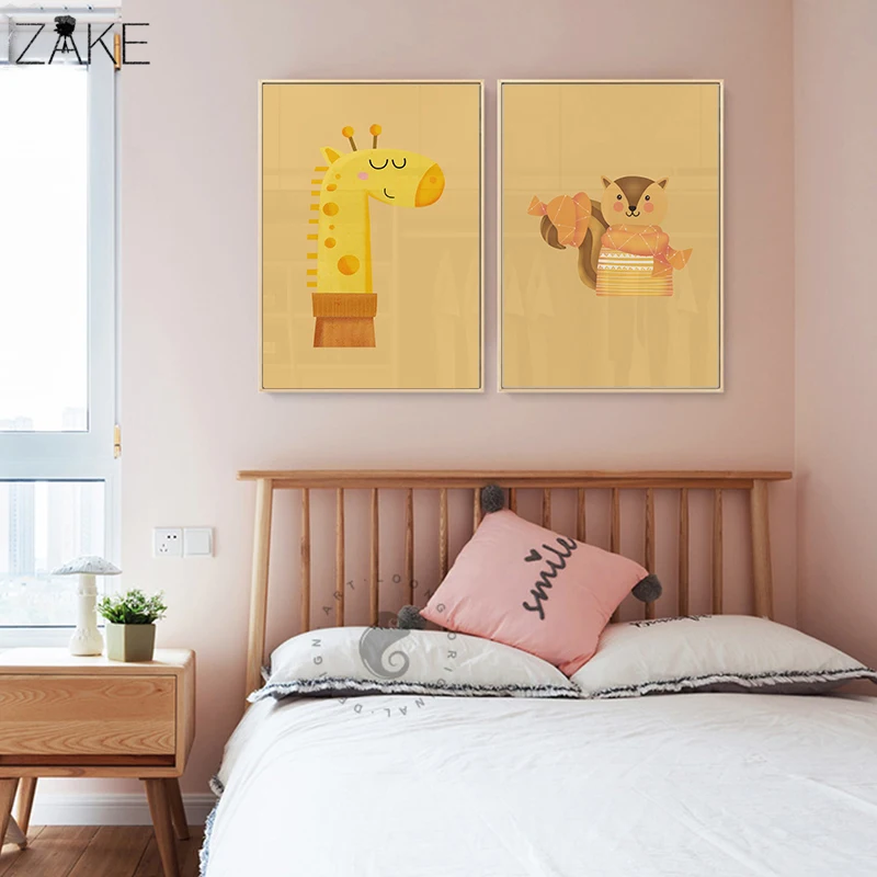 

Elephant Bear Fox Squirrel Wall Art Canvas Painting Nordic Posters And Prints Nursery Wall Pictures For Baby Girl Boy Room Decor