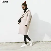 Модная женская шерстяная куртка, женская зимняя новинка, корейское Свободное пальто, женские длинные модные, простые, смешанные, женские, одноцветные, для студентов