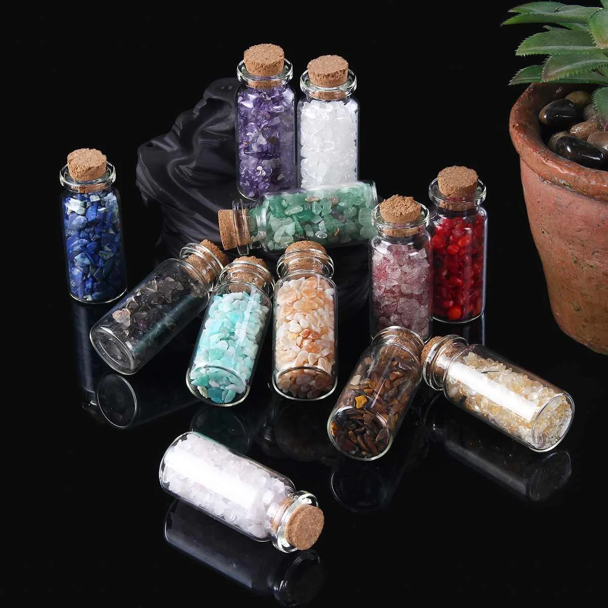 

KIWARM 30g 12 Types Natural Quartz Crystal Stone Crystal Gravel Wishing Bottle Gemstone Natural Quartz Stones Chip Mineral