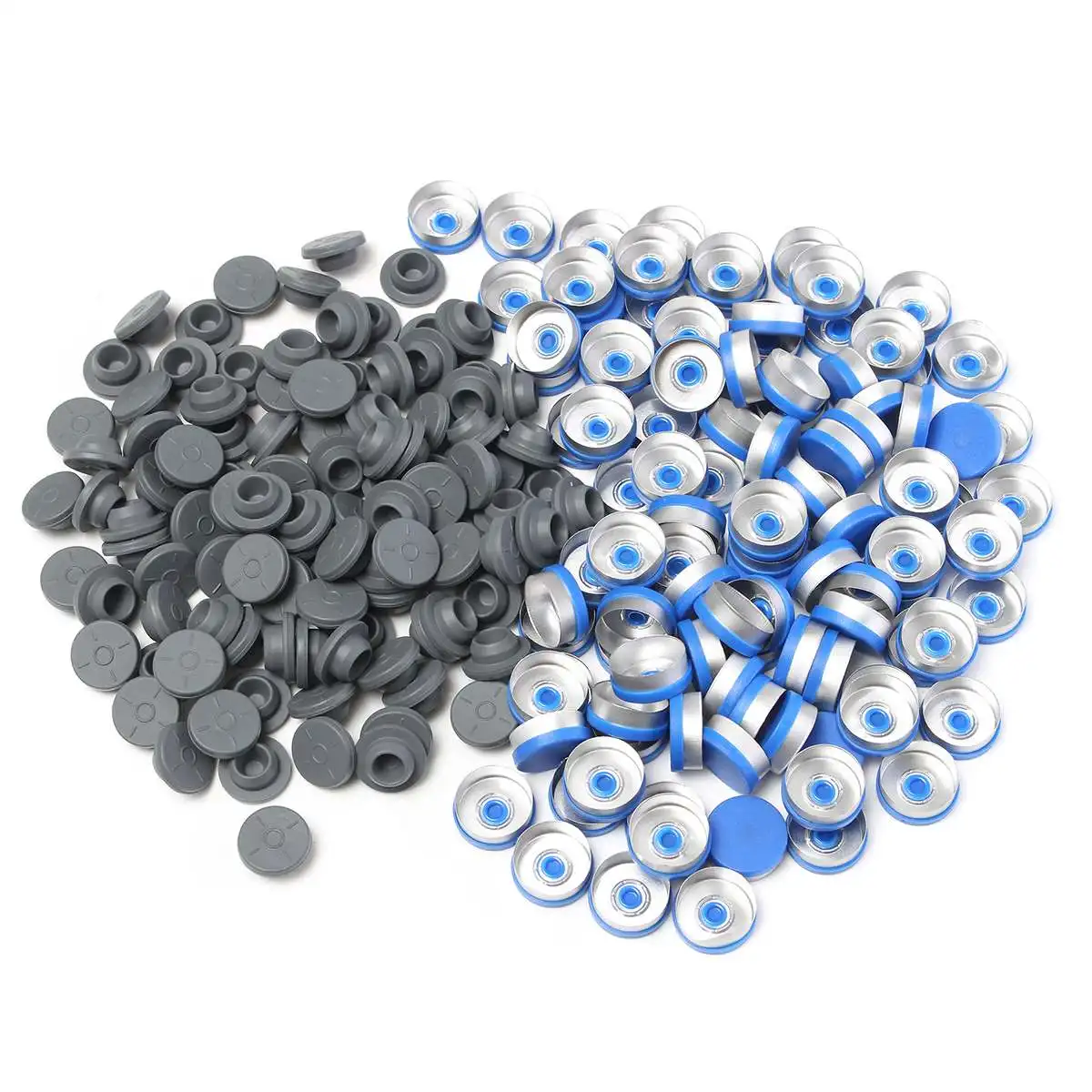 

100Pcs 20MM Stoppers + Caps For Flip Off Vial Seal Sealing Bottle Crimper for Small Medicine Bottles