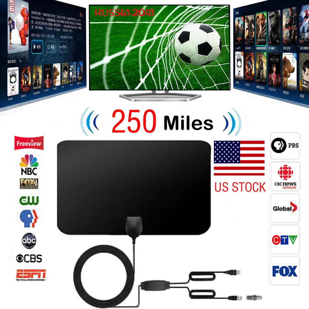 Горячая Распродажа 2019 цифровая антенна TV HD 250 мильный диапазон Skywire для помещений