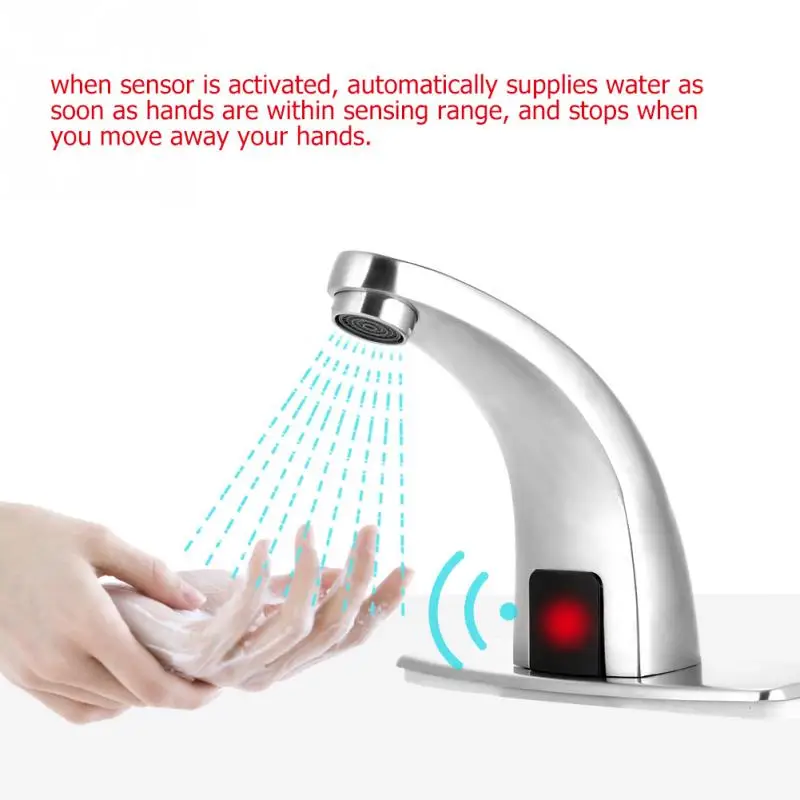 Electronic Auto Sensor Touchless Cold Water Faucet Hands Free Bathroom Kitchen