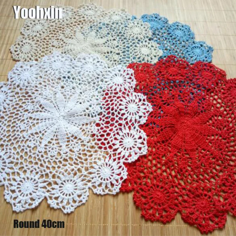

New Cotton Placemat Cup Drink Coaster Kitchen Christmas Mug Tea Coffee Table Place Mat Cloth Lace Round Crochet Dining Doily Pad