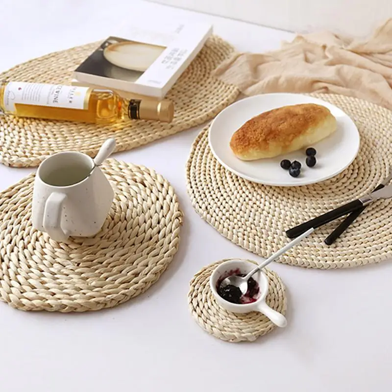 

Fur Woven Pad Thickened Insulation Tea Mat Table Mat Heat-Resistant Casserole Cushion Dining Table Round Placemats #SO