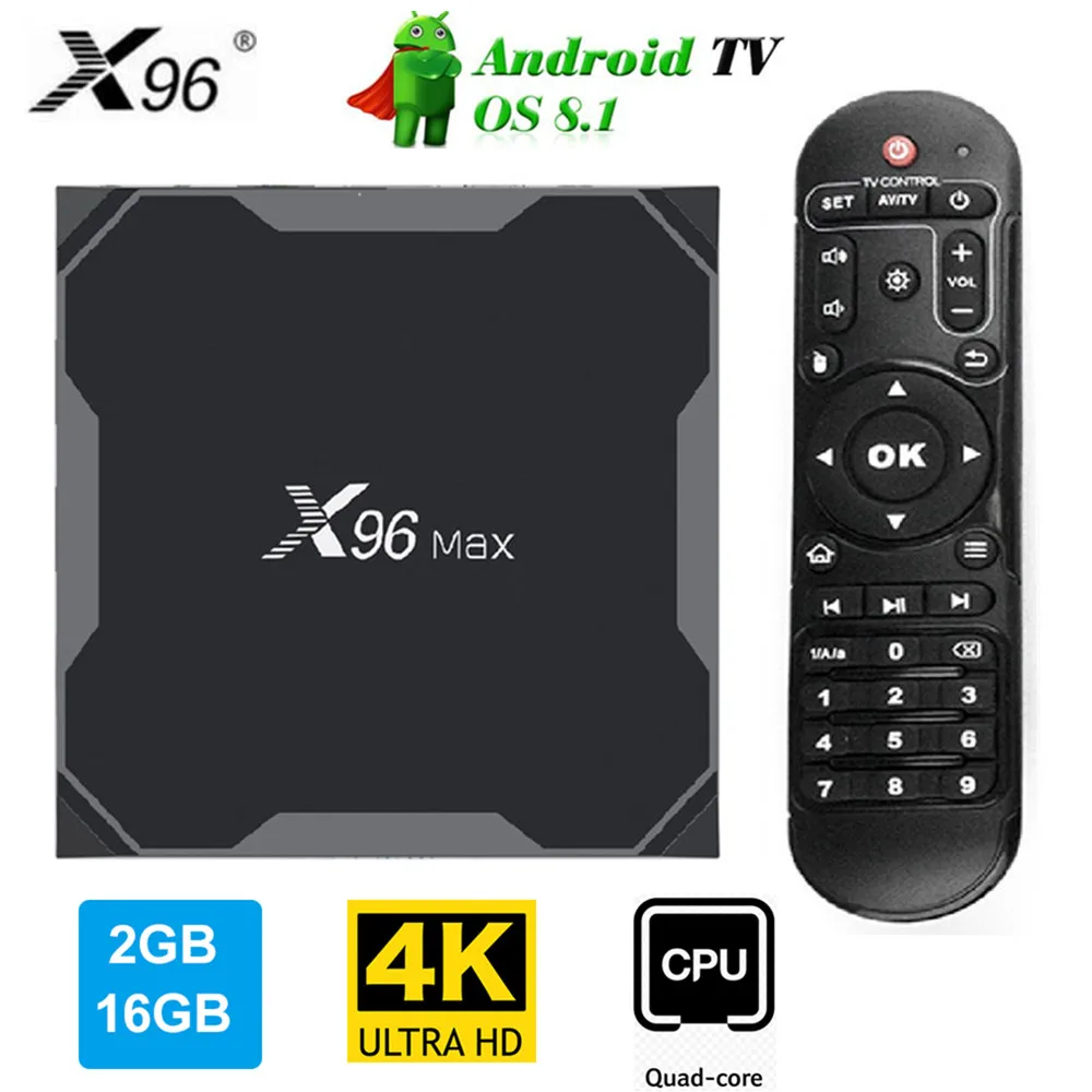 

X96 MAX Smart TV Box Android 8.1 Set Top Box 2G16G/4G32G/4G64G Amlogic S905X2 Quad Core ARM Cortex A53 Media Player PK X96 Mini
