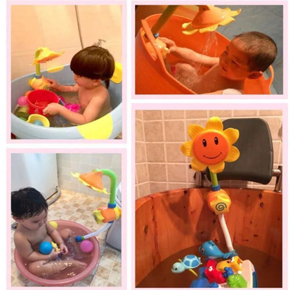 Children Game Sunflower Kids Press Toy Spray Water Bath Learning