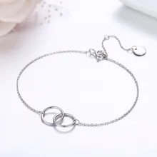 Тонкий 925 пробы Серебряный двойной Круглый Круг Бесконечность цепи браслеты «pulseras Pulseira» Bracelete женщин Девушка друг
