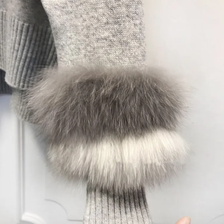 Pulls Élégant Chandail Fourrure bleu gris Pullover Couleurs Femelle Frappé Col Manteau Asymétrique Patchwork Beige Roulé Femmes Peluche pxUHqnIH