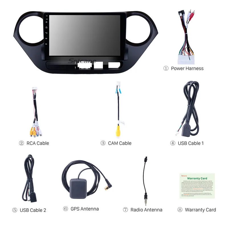 Discount Seicane 9" 2Din Android 6.0/7.1/8.1 Car Audio Radio For HYUNDAI I10 LHD 2013 2014 2015 2016 GPS Navi Multimedia Player Head Unit 4