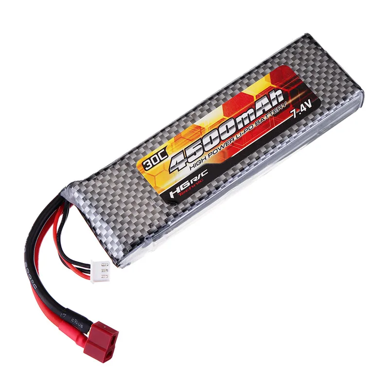HG 7 4 V 4500mAh 30C 2S Lipo батарея T вилка для P402 P407 P601 P801 P802 1/10 1/12 Rc автозапчасти QDBZ1001|Детали