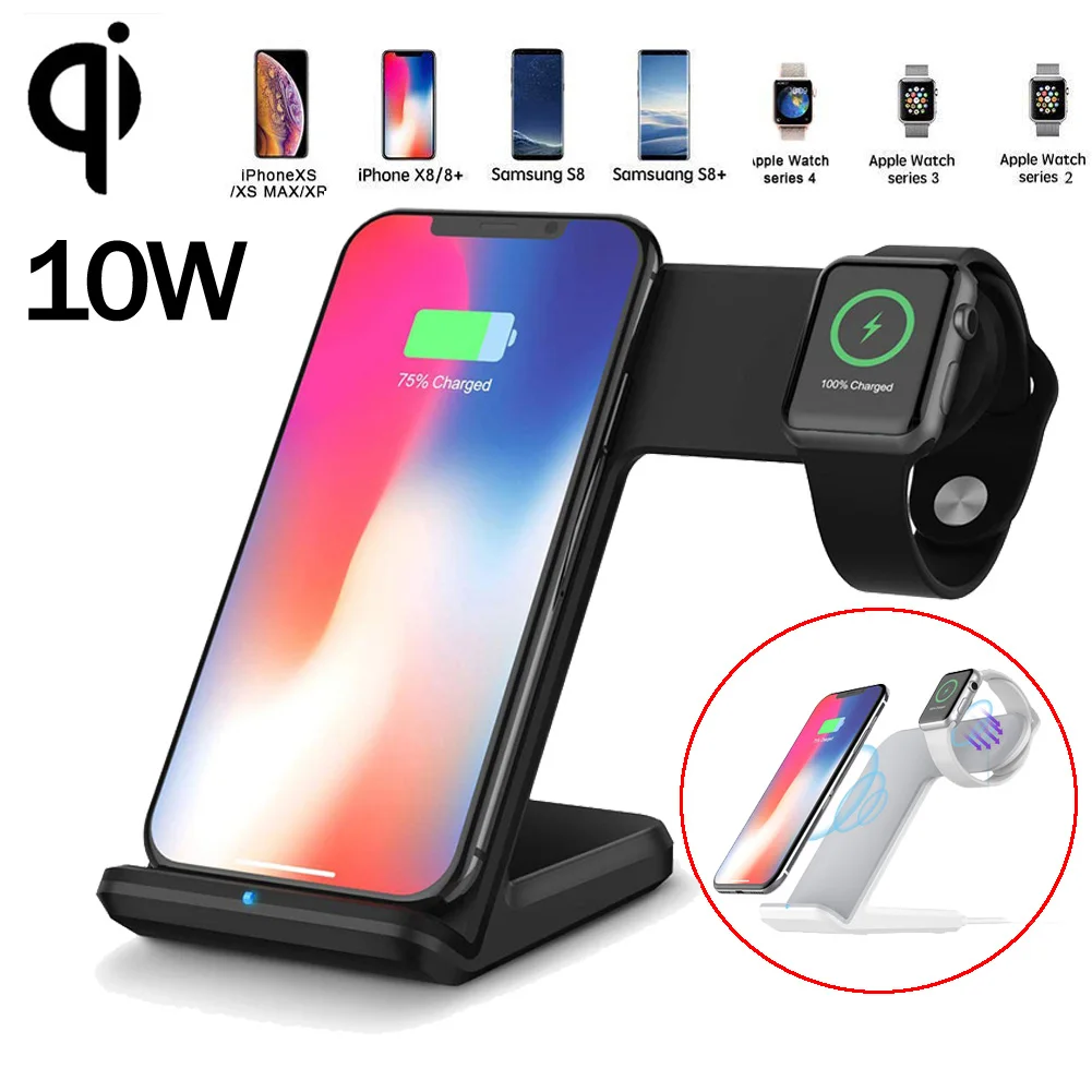 

Jetjoy Watch 4 3 Charging Stand for iPhone Xs Max Samusung Galaxy Wireless 10W Fast Charger For LG Xiaomi Huawei Mate 20 Pro
