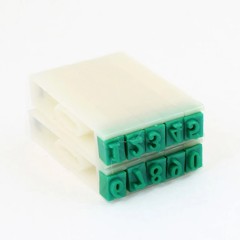 

8mm Width Off White Green Plastic Rubber 0-9 Digits Detachable Number Stamp