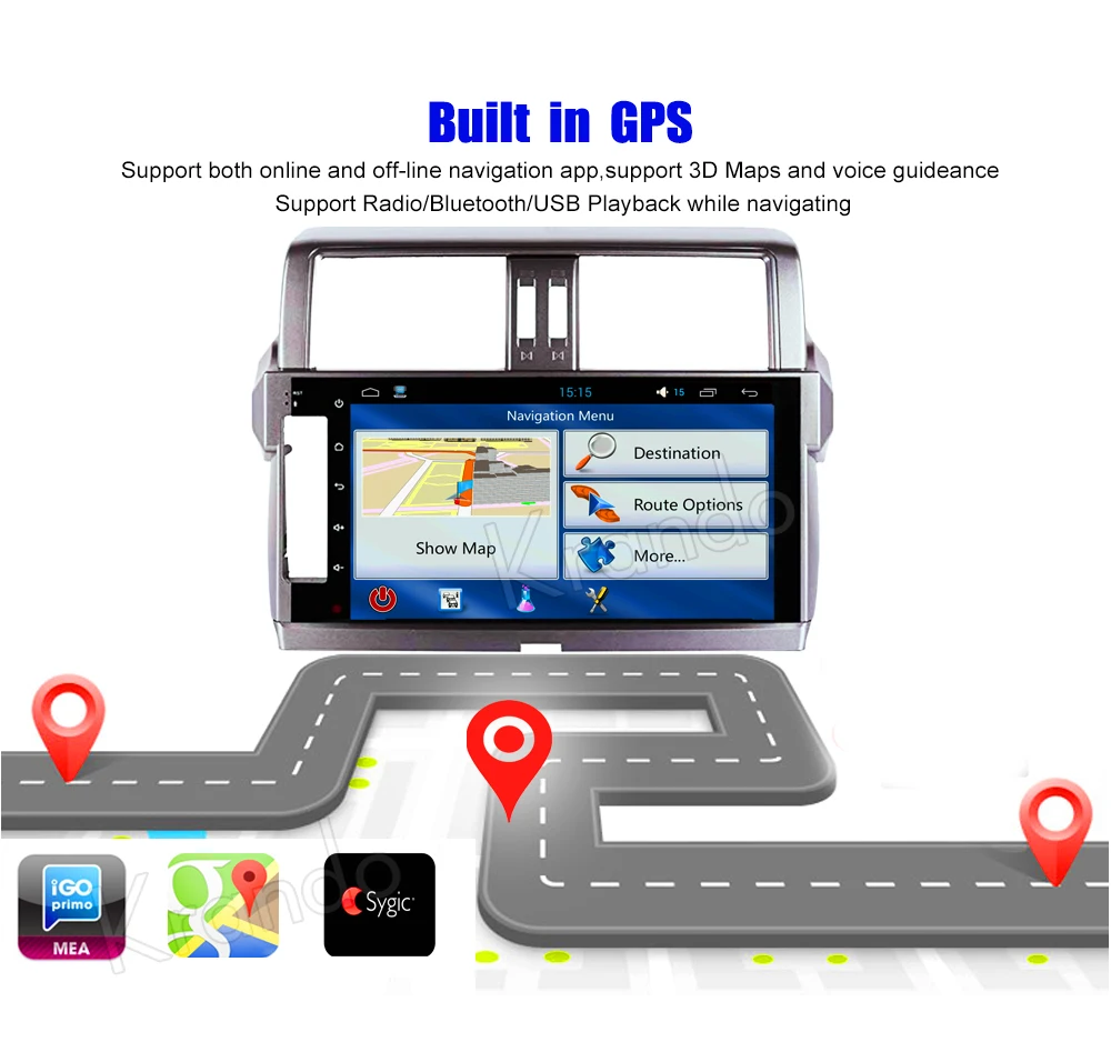 Best Krando Android 8.1 10.1" IPS Full touch Big Screen car Navigation player for Toyota Prado 150 2014-2017 audio player gps wifi 1