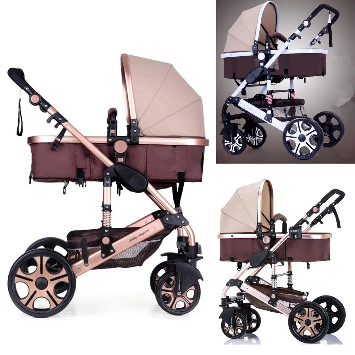 

2019 Baby Stroller 2 in 1 Stroller Lying or Dampening Folding Light Weight Two-sided Child Four Seasons High-Landscape Fashion