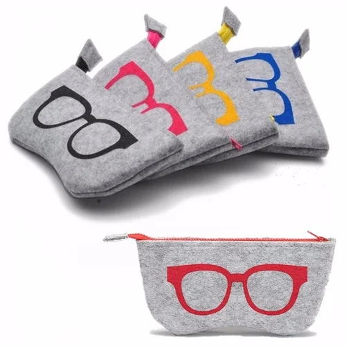 

Glasses Bag Multifunctional Personality Cosmetic Bag Unisex Soft Zipper Wool Felt Cloth Eyewear Accessories